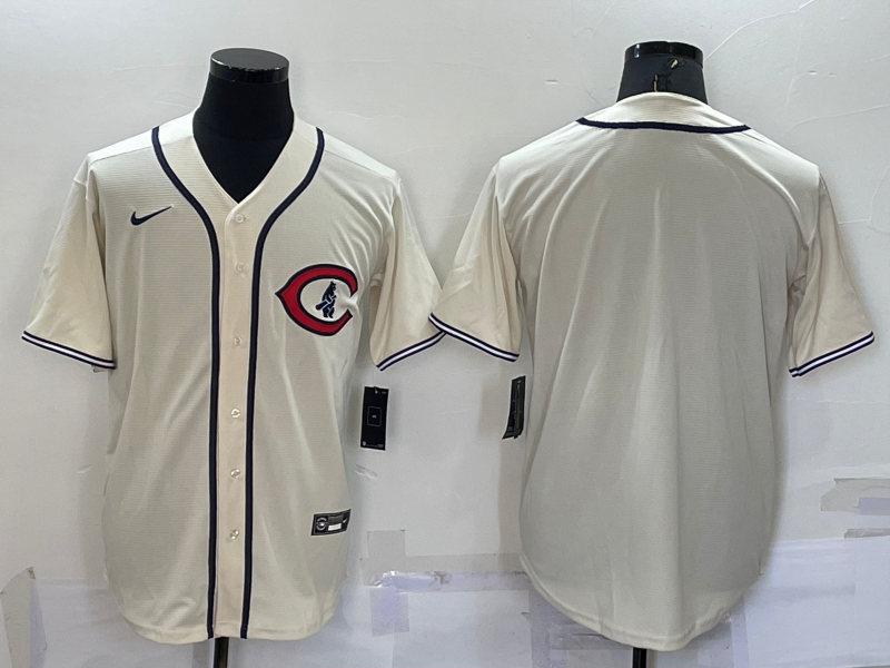 Men's Chicago Cubs Beige Blank Jersey